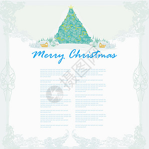 圣诞树卡摘要 蓝色的 庆典 民间 海报 雪花 季节背景图片