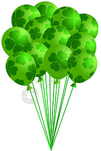 一群爱尔兰绿色气球和Shamrocks背景图片