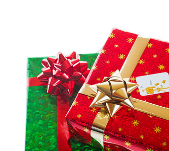 圣诞礼品 绿色的 标签 包装纸 圣诞节 盒子 闪亮的背景图片