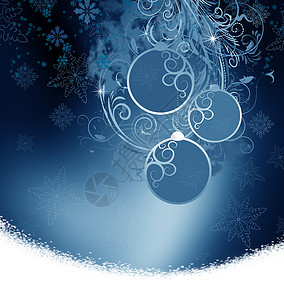 圣诞球 冬天 假期 雪花 蓝色的背景图片