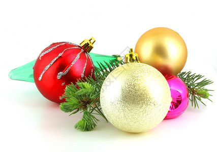 发光树枝和彩色玩具 绿色的 传统的 白色的 点缀 圣诞节 装饰品背景图片