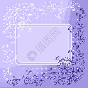 紫色风格叶子B 植物背景摘要 正方形 海 曲线 广告牌 墙纸背景