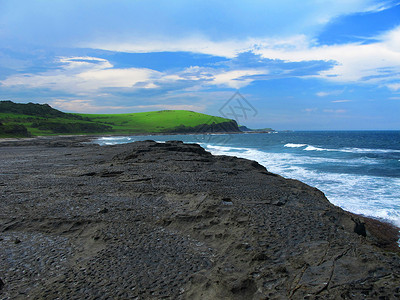 绿草和蓝海 海岸线 地平线 海洋 悬崖 风景 沿海图片
