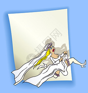 配彩新娘的漫画设计 插图 空白的 裙子 有趣的 邀请函背景图片