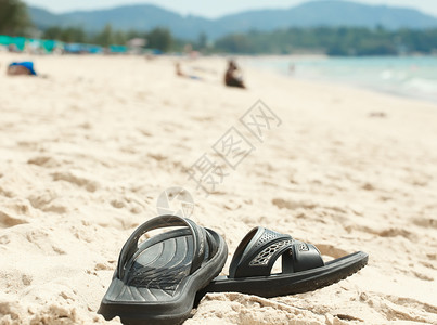 海滩 时间 海滨 风景 普吉岛 泰国 拖鞋背景图片