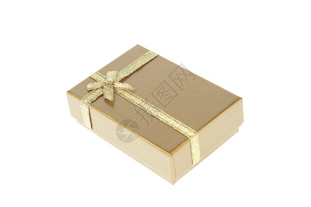白色背景上孤立的金丝带礼品盒 奢华 假期背景图片