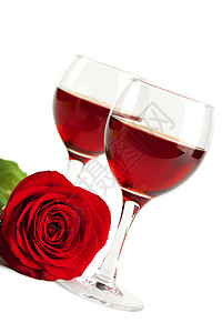 葡萄酒杯和红玫瑰 庆祝 奢华 花 透明的 品尝 盛开背景图片