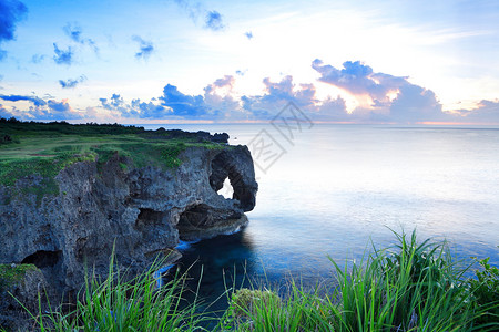 岩石上的日落 在冲绳 曼扎莫 墙纸 日本 海浪高清图片