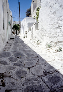 Parikia村狭小道路背景图片