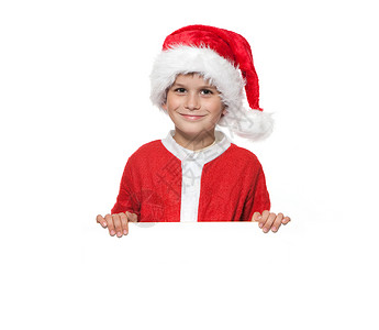 带着圣诞海报的男孩 解雇 空的 微笑 庆典 孩子背景图片