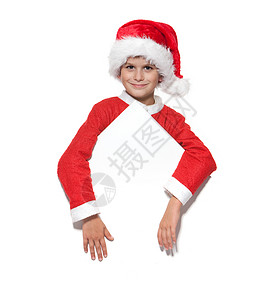 带着圣诞海报的男孩 帽 空的 广告 童年 问候语 新年背景图片