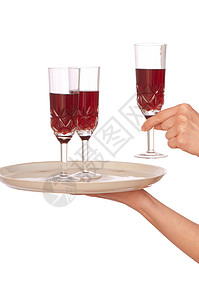 三杯香槟三杯 正装 饮料 酒精 婚礼 红酒杯 透明的背景图片