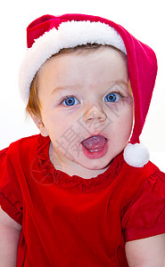 爬着的圣诞老人女婴 十二月 漂亮的 幸福 爬行 快乐的 假期背景图片