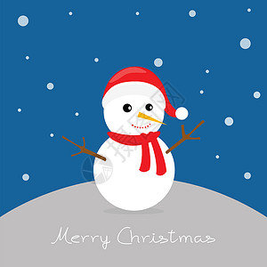圣诞快乐 雪人 庆祝 插图 假期 问候语 夜月 幸福背景图片