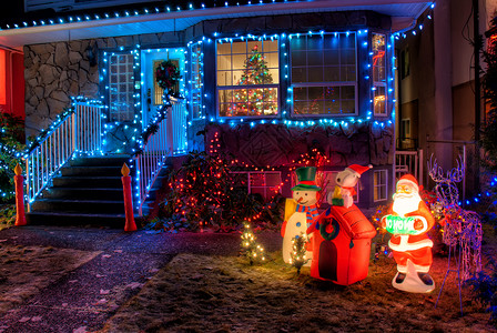 屋内装饰圣诞灯光背景图片