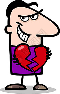 男人伤人心动画插图 恶意的 问候卡 爱 心碎 情绪背景图片