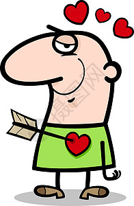 卡爱卡通女生男人在爱情卡通插图中 情人节 丘比特 情绪 恋爱 快乐背景