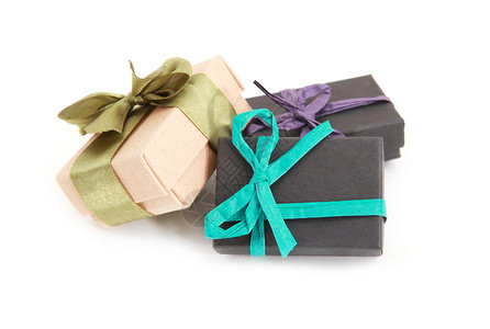 紫色条纹盒子白色上装饰的礼品盒背景