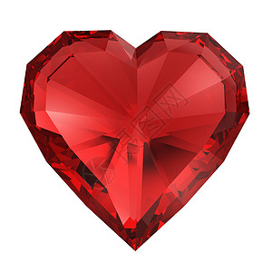 红钻石心脏被白白孤立背景图片