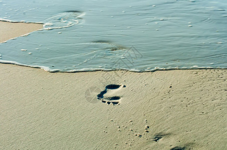 海滩上的足迹 女性 假期 脚印 黄色的 旅游 脚步图片