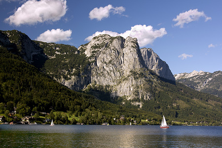 伦德尔奥地利Grundlsee 全景背景