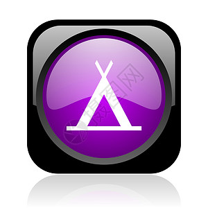 野营黑紫和紫色广场网络光亮图标背景图片