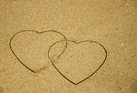 两颗心在沙滩上背景图片