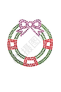 红绿花环由莱茵石制成 季节 弓 传统 首饰背景图片