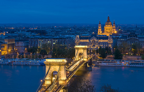 布达佩斯的连锁桥 欧洲 多瑙河 镇 兰奇德 城市高清图片