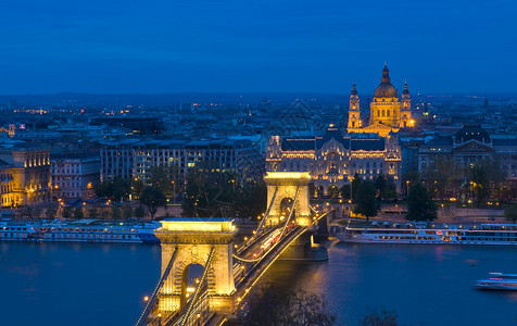 佩斯基奇布达佩斯的连锁桥 链桥 匈牙利 观光 欧洲 水 假期背景