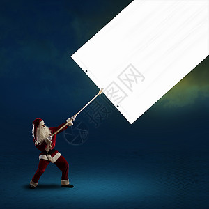 圣诞老人举旗 男人 帽子 十二月 假期 冬天 绳索图片