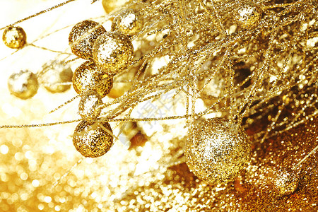 圣诞节装饰 庆典 装饰风格 闪亮的 黄色的 假期 球背景图片