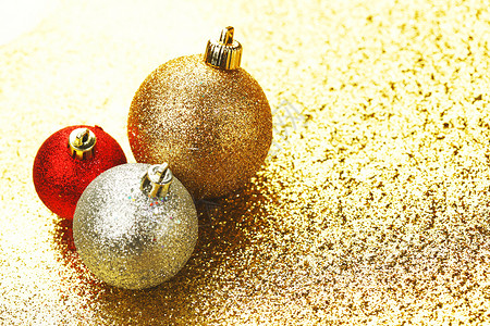 红色闪光圣诞球圣诞球 闪亮的 装饰风格 喜庆的 庆典 红色的 金的背景