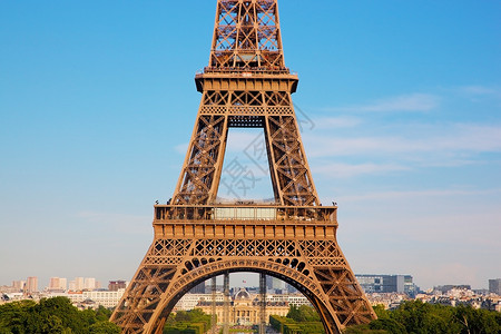 Eiffel铁塔分区 法国巴黎 公园 树 纪念碑背景图片