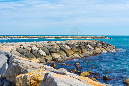 隔水 海浪 支撑 闲暇 波纹 欧洲 海滩 港口 阳光背景图片