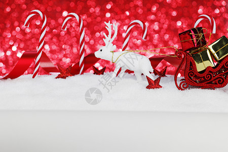 圣诞卡 装饰品 雪橇 展示 冬天 庆典 金的 星星 卡片 金子背景图片