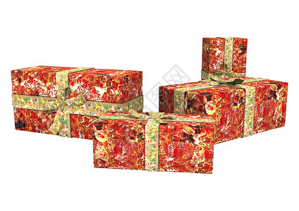圣诞礼品 插图 派对 红色的 盒子 生日 丝带 圣诞节背景图片