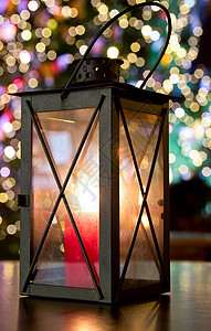 圣诞灯笼和圣诞节灯光背景图片