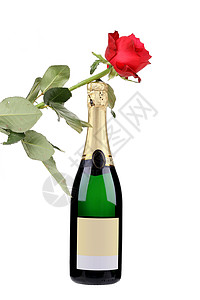 香槟瓶和红玫瑰 爱 酒精 玻璃 葡萄酒 浪漫主义背景图片