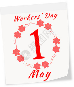 5月1日国际工人日日历页面孤立于此背景图片