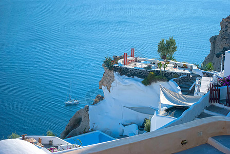 希腊圣圣圣罗里尼 旅行 屋顶 天空 酒店 冲天炉高清图片