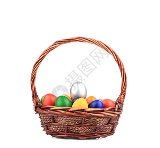 复活节鸡蛋在篮子里 美丽的 食物 庆典 白色的 红色的背景图片