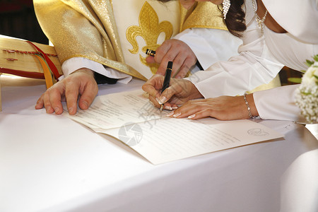 婚礼仪式 已婚 结婚戒指 丈夫 手雕 团结 证人 誓言 墨水背景图片