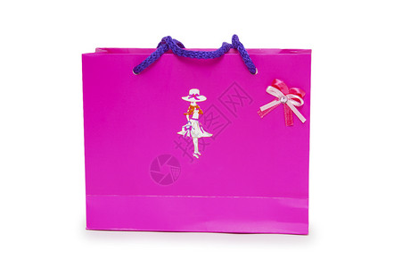 白色背景的粉红色礼物盒 弓 展示 红色的 情人节 圣诞节背景图片