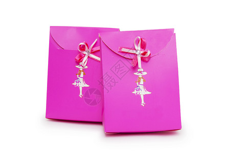白色背景的粉红色礼物盒 庆典 奢华 盒子 红色的背景图片