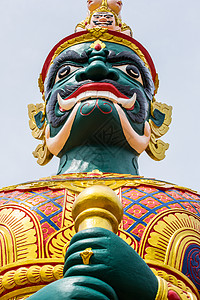 马来西亚泰国寺庙绿魔守护神的脸面图片