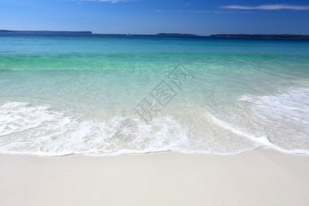 海姆斯海滩海滩上的波浪 天堂 杰维斯湾 阳光 干净的 水 自然 未受破坏的背景