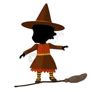 万圣节巫师非裔美国人小巫婆西尔休埃特 假期 小魔女 艺术品背景