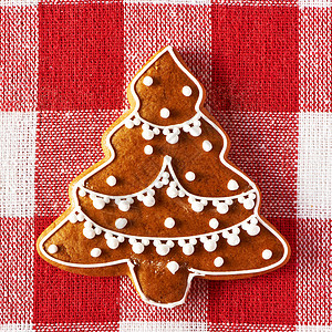 圣诞节自制的姜饼饼干 喜庆的 刨冰 甜点 树 传统背景图片