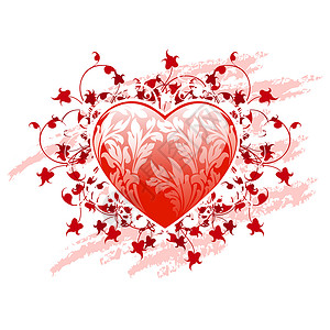 红价物心脏和花纹型式的红价心 天 卡片背景图片
